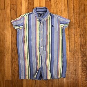Ralph Lauren 12M Multicolor Striped  Button Down Romper